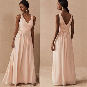 NWT Anthropologie BHLDN Corsa Bridesmaid Maxi Dress Peach/Pink Chiffon Size XL